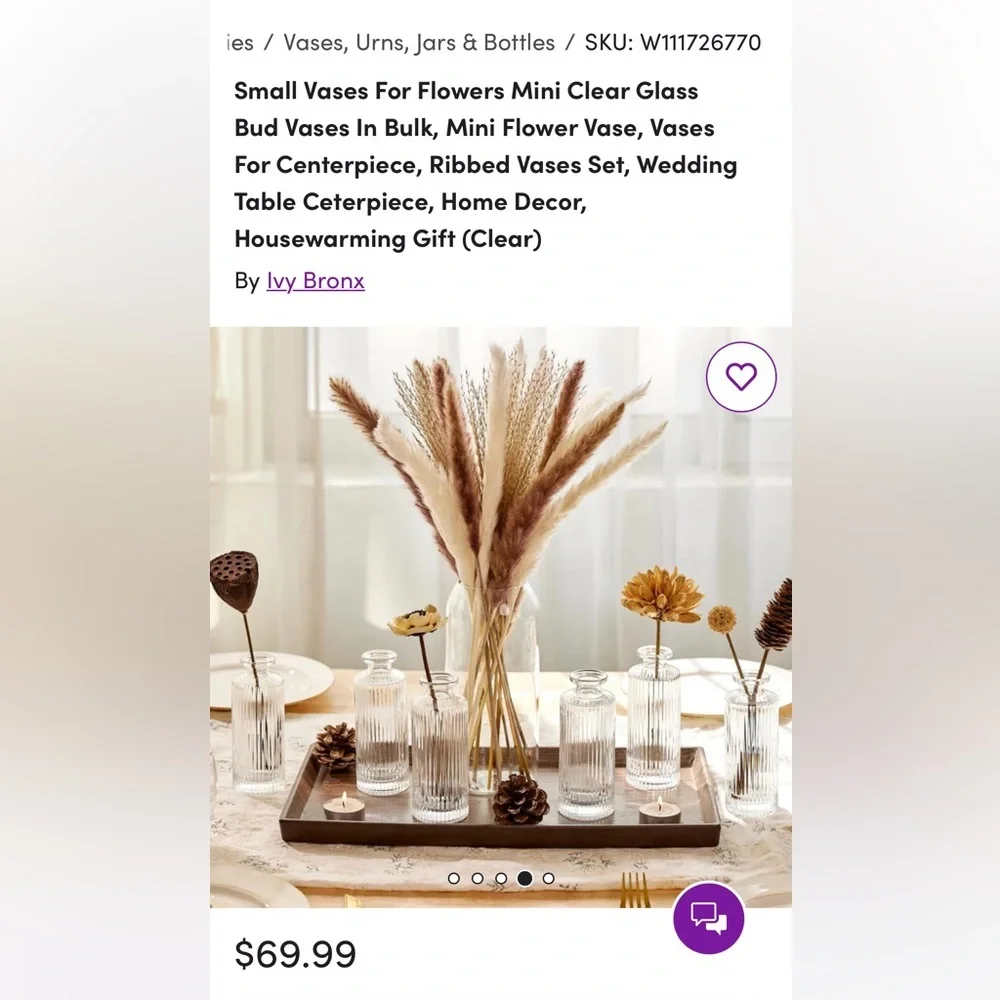 Set of 6 West Elm Modern Glass Ribbed Bud Vases - Picture 11 of 11